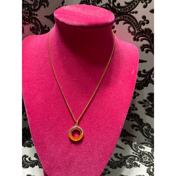 Melania Clara art deco orange pendant necklace - Picture 2 of 4